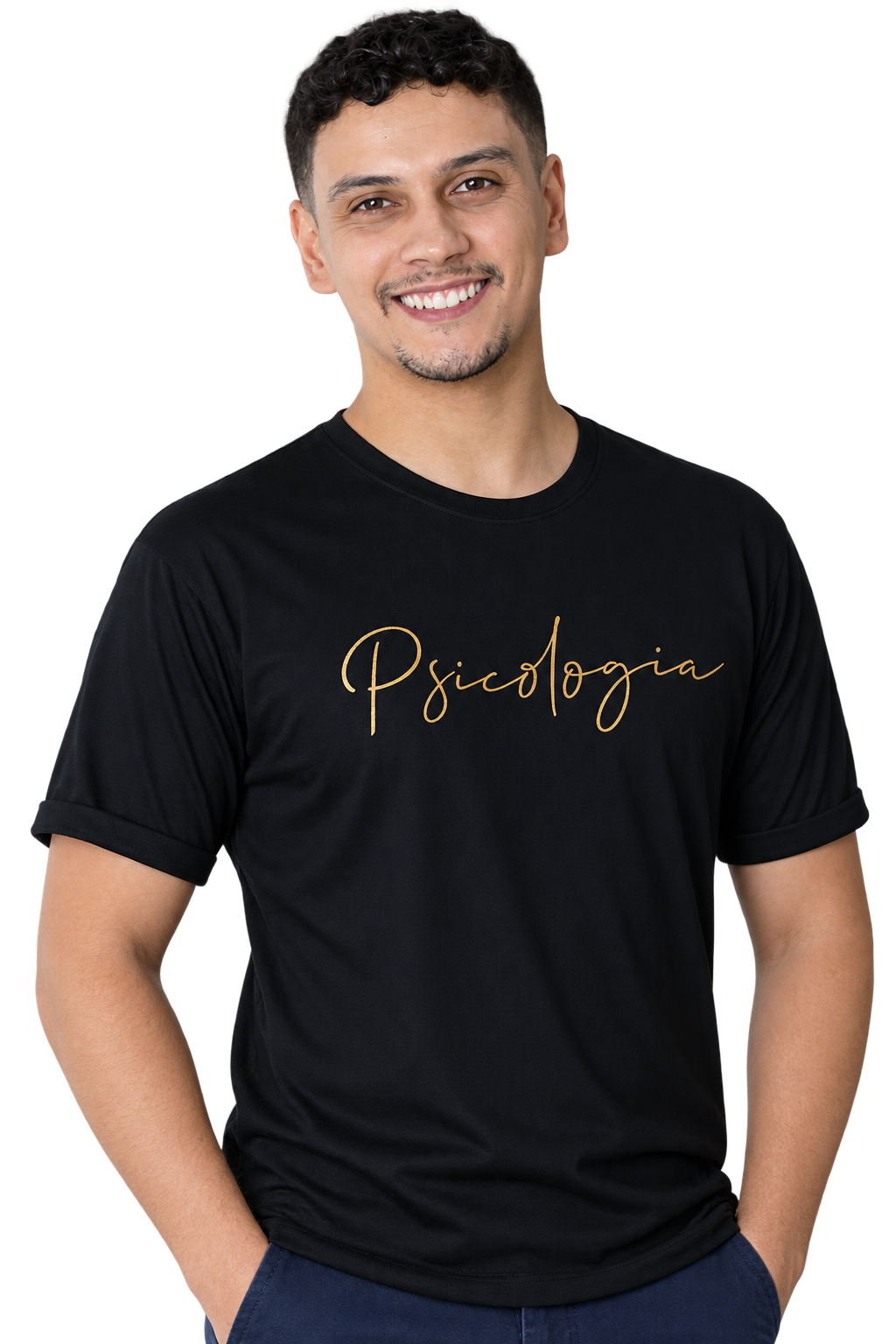 Psicólogo em pose tranquila e receptiva
